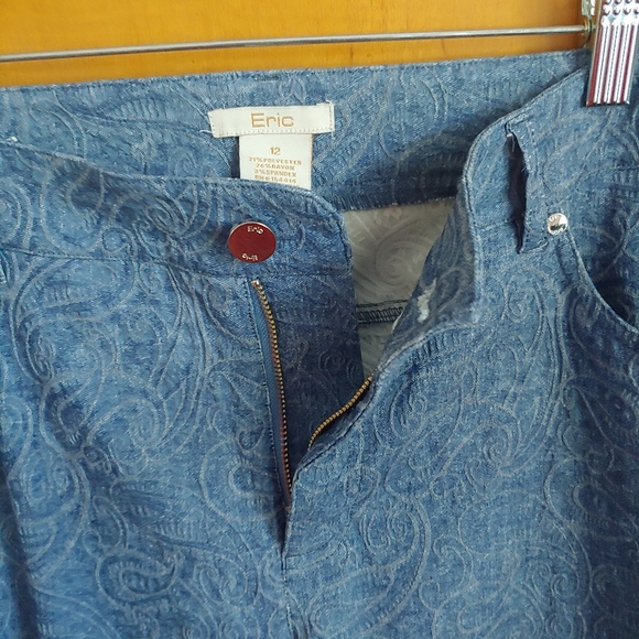 ERIC Jenny Jeans Blue & White Paisley Pattern Jeans Size 12 - Picture 4 of 5